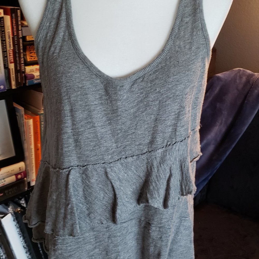 DKNY Jeans XL Gray Tank Top Boho Ruffle
